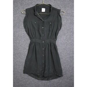 Yellow is Gold by Sunshine & Shadow Open-Back Shirtdress Women XS Black Silk EUC